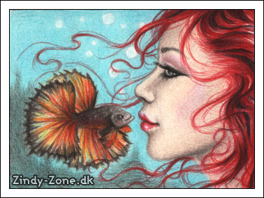 Fishing for kisses ACEO