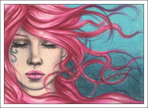 Pink Haired Mermaid ACEO