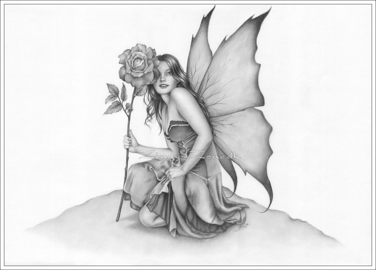 Flower Pencil Drawings of Fairies