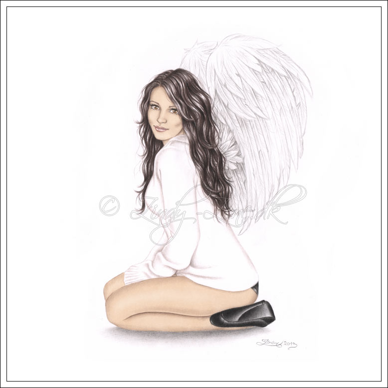 January Angel Pinup Drawing