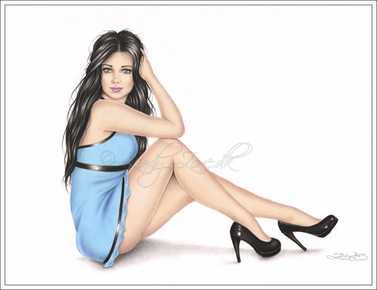 Pretty in blue Pinup Drawing