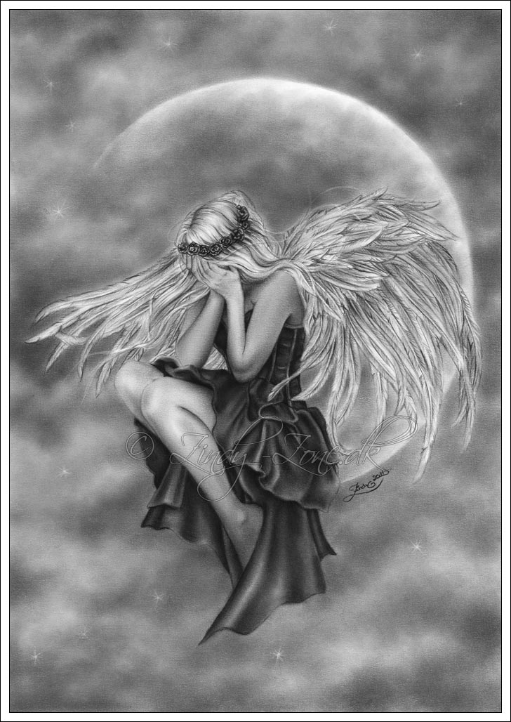 Crying Moon Angel Print
