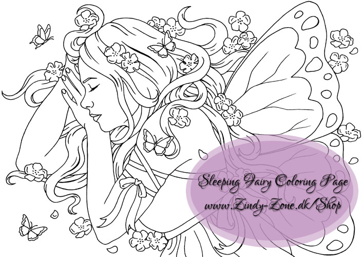 Sleeping Blossom Fairy Coloring Page